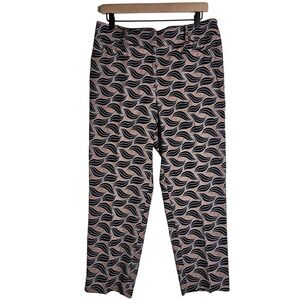 Ann Taylor Kate Fit Printed Crop‎ Trousers 8 Black Rust Mod Leaf Print
